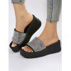 Sequined Open Toe Slip On Thick Platform Outdoor Slippers - Noir EU 42