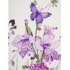 Ensemble Deux Pièces de Mini Robe Caraco Croisée à Imprimé Feuille Fleur et Papillon de Grande Taille - Violet clair L