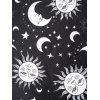 Plus Size Sun Moon Star Celestial Print Ruffle Asymmetrical Tank Top And Lace Up Eyelet Capri Leggings Casual Outfit - multicolor A L