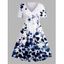 Plus Size & Curve Dress Leaf Flower Print Tied V Neck A Line Midi Dress - DEEP BLUE L