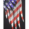 T-shirt Patriotique Ruché à Imprimé Drapeau Américain Aile Rayée Découpé à Volants - Noir XXL