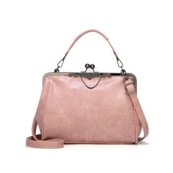 

Vintage Rectangle Adjustable Strap PU Bag, Light pink