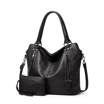 

Plain Color Zipper PU Adjustable Strap Crossbody Bag Handbag, Black