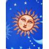 Celestial Sun Moon Star Allover Print Vintage Dress Colorblock Turndown Button Short Sleeve Midi Dress - BLUE L