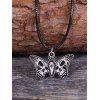 Collier en Simili Cuir avec Pendentif Papillon Croix en Métal Style Gothique - Argent 