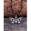 Collier en Simili Cuir avec Pendentif Papillon Croix en Métal Style Gothique - Argent 