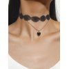 Collier Ras-de-Cou en Dentelle à Plusieurs Branches Motif Cœur Style Gothique - Noir 