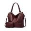 Plain Color Zipper PU Adjustable Strap Crossbody Bag Handbag - DEEP RED 