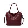 Plain Color Zipper PU Adjustable Strap Crossbody Bag Handbag - DEEP RED 