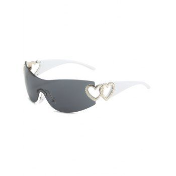 

Irregular Heart Rimless Outdoor Sunglasses, White