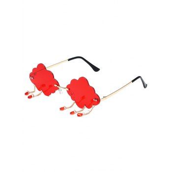 

Cloud Shaped Rimless Tassel Streetwear Sunglasses, Red