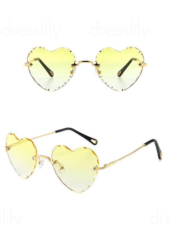 Lunettes de Soleil en Forme de Cœur sans Monture Streetwear pour Extérieur - Jaune clair 