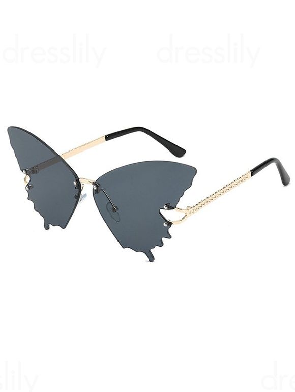 Lunettes Solaires sans Monture de Forme Papillon de Streetwear - Gris Foncé 