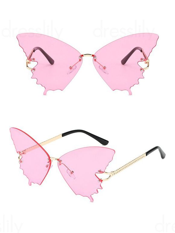 Lunettes Solaires sans Monture de Forme Papillon de Streetwear - Rose clair 