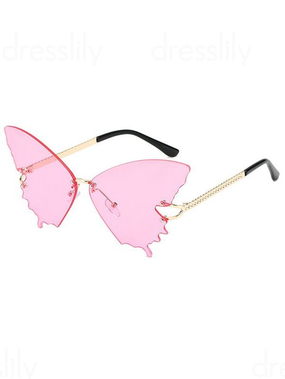 Lunettes Solaires sans Monture de Forme Papillon de Streetwear - Rose clair 