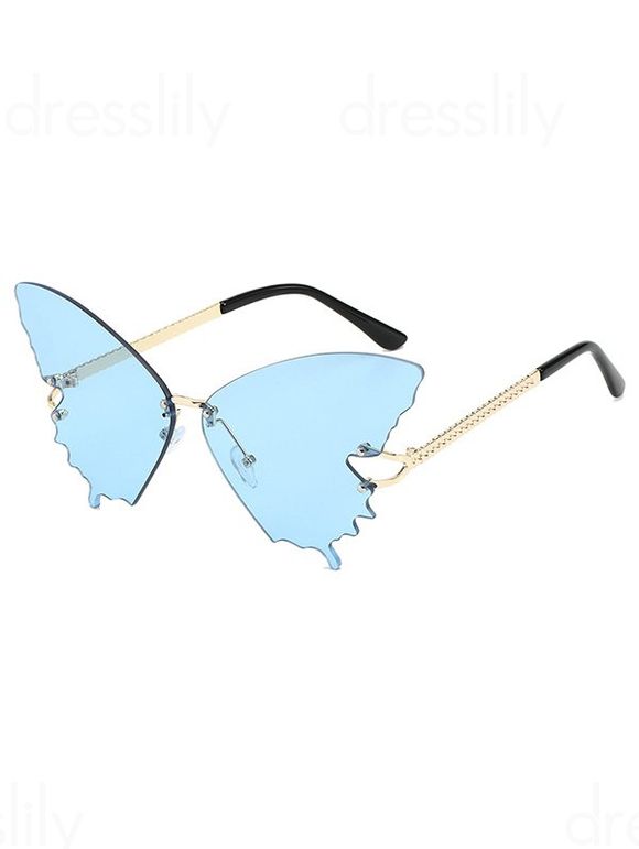 Lunettes Solaires sans Monture de Forme Papillon de Streetwear - Bleu clair 