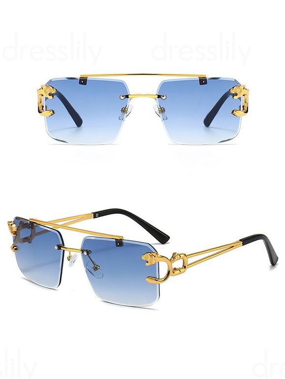 Lunettes de Soleil Rectangle sans Monture pour Extérieur - Bleu 