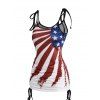 Patriotic Tank Top Tied Shoulder Striped Star Print Cinched Ruched Long Tank Top