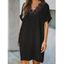 Mini Robe Droite Papillon Evidée en Dentelle à Manches Courtes - Noir XL