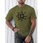 T-shirt Décontracté à Imprimé Lune et Soleil Manches Courtes à Col Rond - Vert Armée XXXL