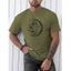 T-shirt Décontracté à Imprimé Lune et Soleil Manches Courtes à Col Rond - Vert Armée XXXL