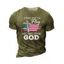 T-shirt Décontracté à Imprimé Drapeau Américain Graphique Slogan Manches Courtes à Col Rond - Vert Armée XXXL