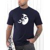 T-shirt Décontracté Motif de Chat en Deux Couleurs Manches Courtes à Col Rond - Cadetblue XXXL