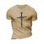 T-shirt Décontracté Motif de Croix à Manches Courtes à Col Rond - café lumière XXL