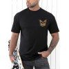 T-shirt Décontracté à Imprimé Papillon à Manches Courtes à Col Rond - Noir XXXL