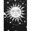 Celestial Sun Moon Star Print Asymmetric Dress Cold Shoulder Crisscross Adjustable Straps Midi Dress - BLACK S
