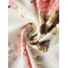 Robe Mi-Longue Haute Basse Ceinturée Superposée à Imprimé Feuille Fleur à Epaule Dénudée de Grande Taille - Blanc 5X