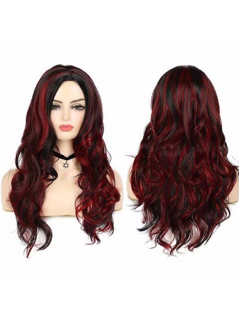 Wavy Highlight Middle Part Long Capless Synthetic Wig