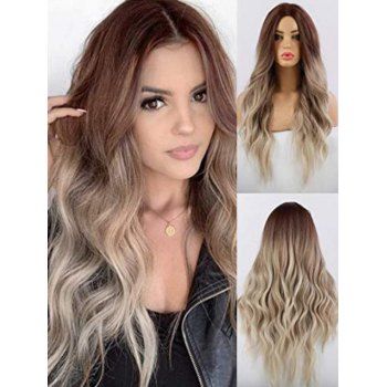 

Long Middle Part Ombre Wavy Capless Synthetic Wig, Multicolor