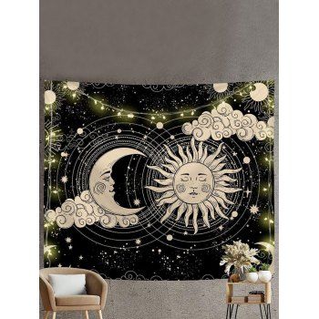 

Sun Moon Galaxy Tree Print Tapestry Hanging Wall Home Decor, Black