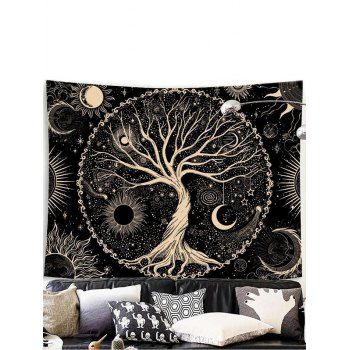 

Sun Moon Galaxy Tree Print Tapestry Hanging Wall Home Decor, Light coffee