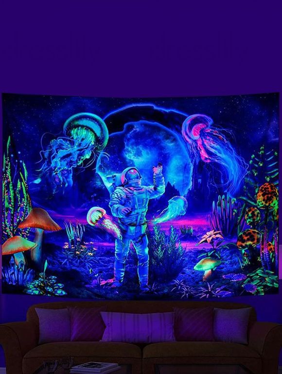 Tapisserie Art Décoration Murale Pendante à Imprimé Astronaute et Vie - multicolor 150 CM X 130 CM