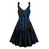Mini Robe Patriotique Ligne A Rayée à Imprimé Etoile à Taille Haute sans Manches - Noir M