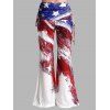 Pantalon Lâche Drapeau Américain Imprimé Patriotique à Taille Elastique - multicolor M