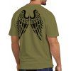 T-shirt Décontracté Motif D'Aile à Manches Courtes à Col Rond - Vert Armée XXXL