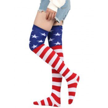 

Star And Stripe American Flag Print Thigh High Stockings, Multicolor a