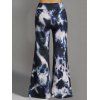 Pantalon Décontracté Evasé Long Teinté Imprimé Taille Basse à Jambe Large - Bleu profond XXL