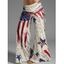 Star And Stripe American Flag Map Print Wide Leg Pants Cinched Foldover Patriotic Loose Pants - LIGHT COFFEE XXL