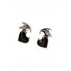 Heart Wings Gothic Stud Earrings - BLACK 
