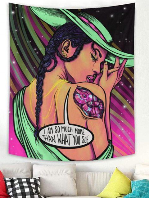 Tapisserie Murale Suspendue à Imprimé Femme Pop Art Psychédélique Décoration Maison