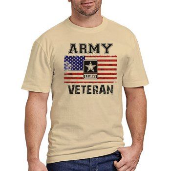 

Patriotic T Shirt Star American Flag Letter Print Round Neck Short Sleeve Tee, Light coffee