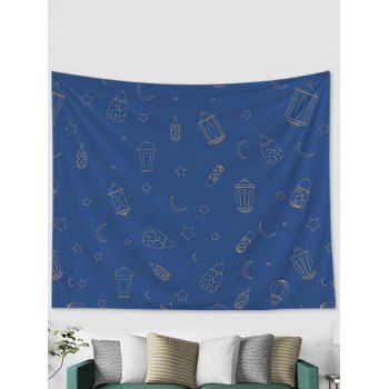 

Star Moon Printed Tapestry Hanging Wall Trendy Home Decor, Light blue
