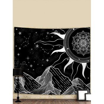 

Sun Mountain Print Tapestry Hanging Wall Trendy Home Decor, Black
