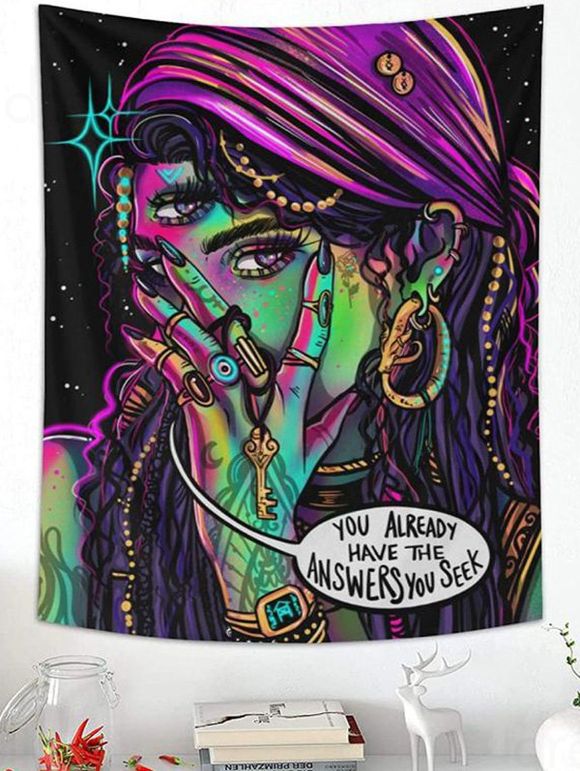 Tapisserie Murale Suspendue à Imprimé Femme Pop Art Psychédélique Décoration Maison - multicolor 150 CM X 130 CM