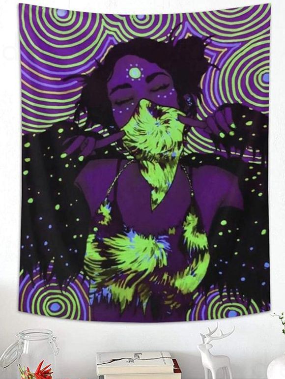 Tapisserie Murale à Imprimé Rayures Fluorescentes pour Décoration Maison - multicolor A 150 CM X 130 CM