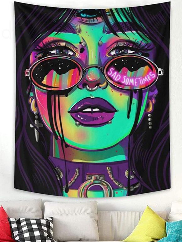 Tapisserie Murale Suspendue à Imprimé Femme Psychédélique Pop Art Décoration Maison - multicolor 150 CM X 130 CM